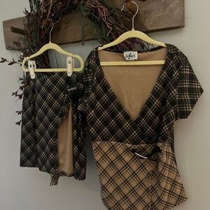 Vintage plaid skirt set